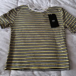Zara Yellow and Black Striped Crop Top